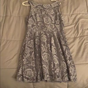 Grey flower laced dress